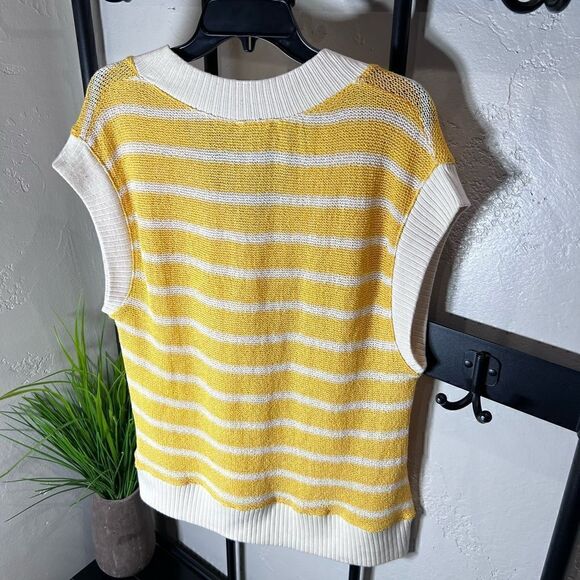 Zara Women’s V-Neck Striped Oversized Knitted Vest Yellow, Size Small - Picture 5 of 13